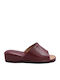 Leather Winter Women's Slippers Burgundy