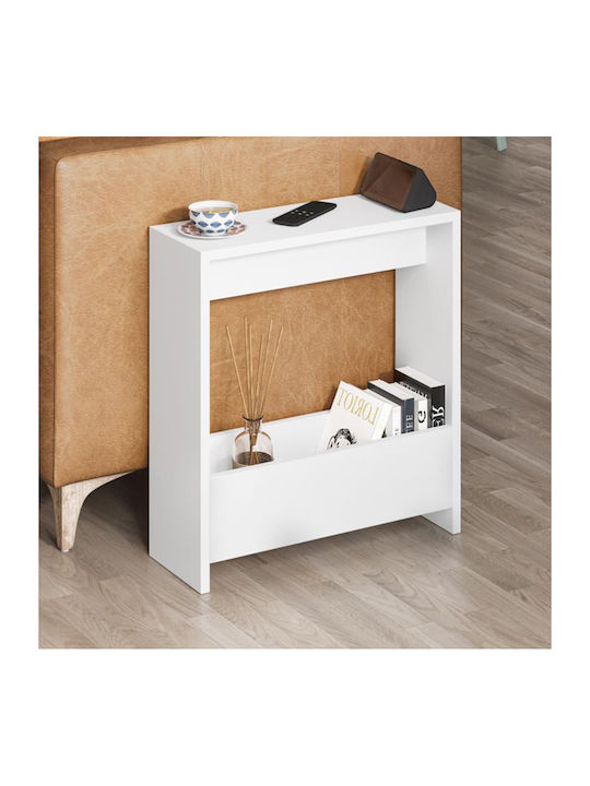 Rectangular Side Coffee Table Simpi Wooden White W55xL20xH60cm