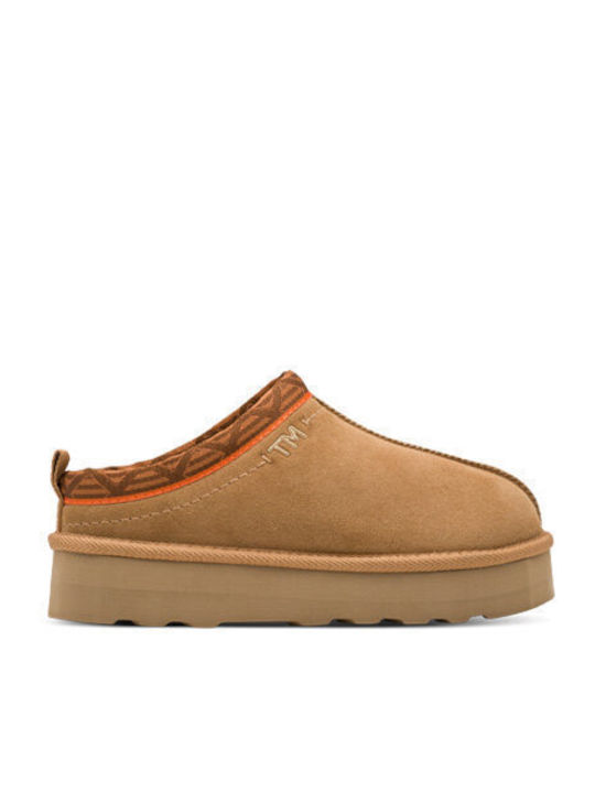 Winter Women's Slippers with Fur Brown
