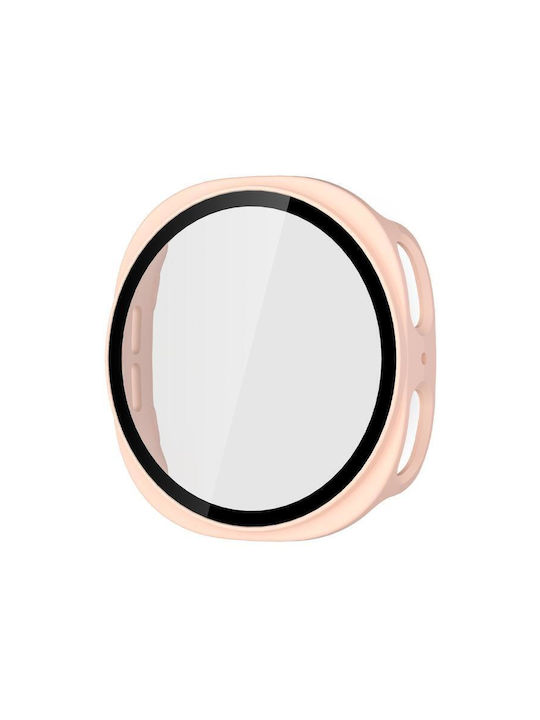 Samsung Galaxy Watch8 44mm Enkay Hat-Prince Full Coverage Tempered Glass Film Integrated PC Watch Case Sand Pink