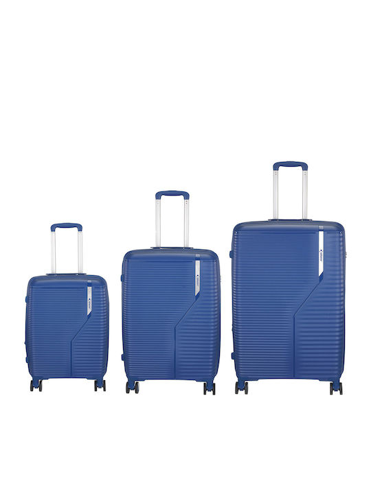 Explorer Luggage Valize de Călătorie Sigure Albastre cu 4 Roți Set 3 Bucăți