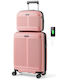 Costway Hard Pink Suitcases With 4 Wheels Set Of 2 Pieces