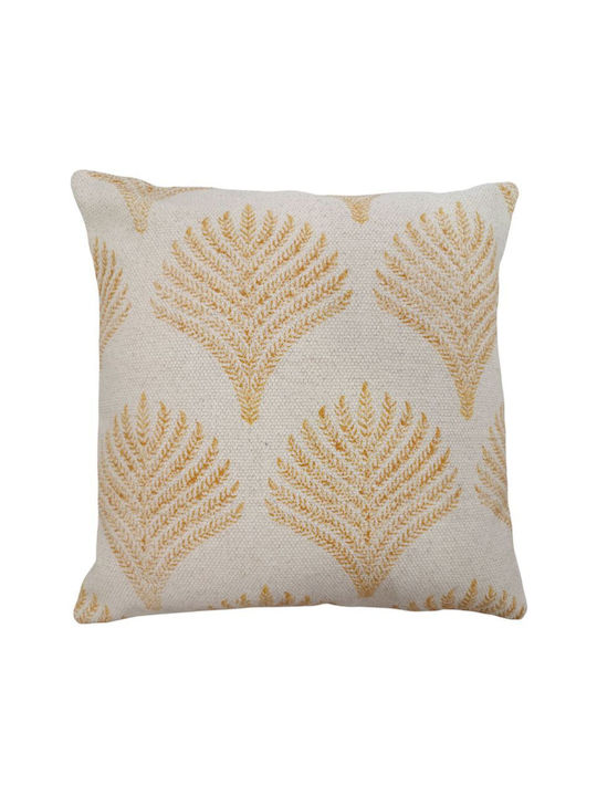 Sofa Cushion from 100% Cotton White Mustard 45x45cm