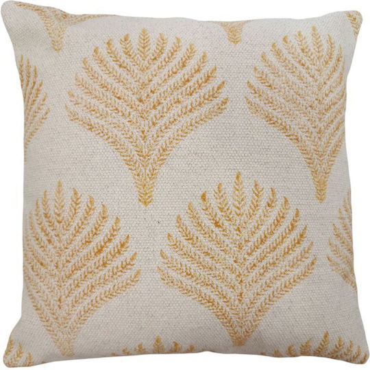 Sofa-Kissen aus 100% Baumwolle Weiß, Senffarbene 45x45cm