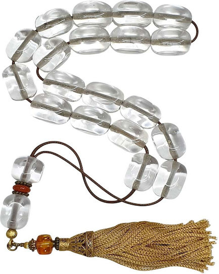 Roloi Komboloi Glass Worry Beads with 19 Beads Transparent 47cm