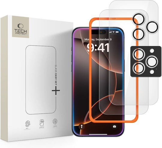 Tech-Protect Easy Set+ Tempered Glass 3pcs (iPhone 16 Pro/17 Pro)