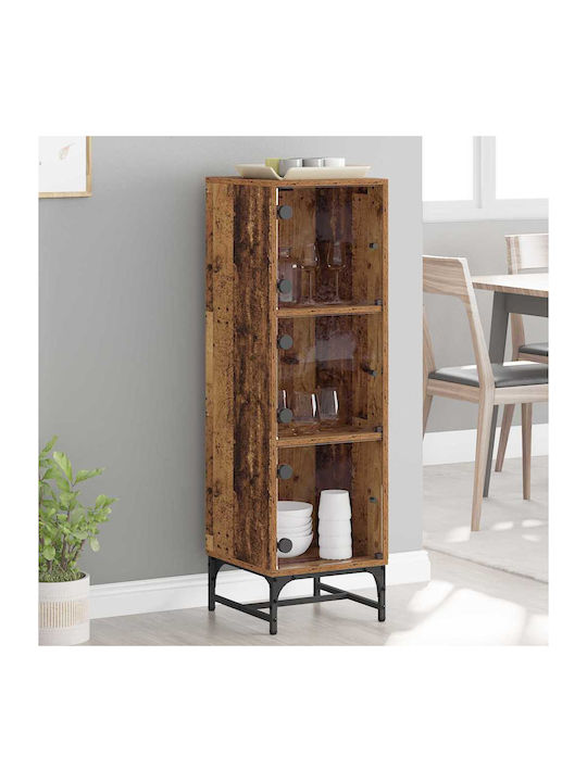 Wohnzimmer Vitrine aus Holz & Metall mit Vergla...