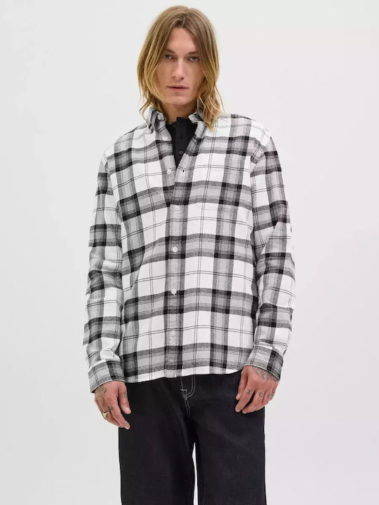 Jack & Jones Μακρυμάνικo Πουκάμισο Καρό Μαύρο