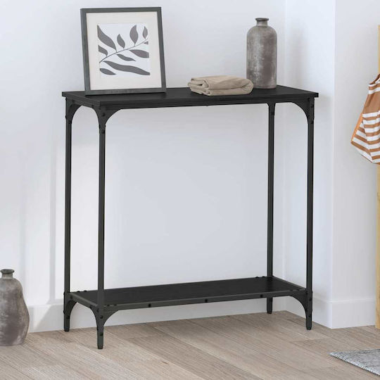 Console Table Wood & Metal Black Oak L75xW30.5xH75cm