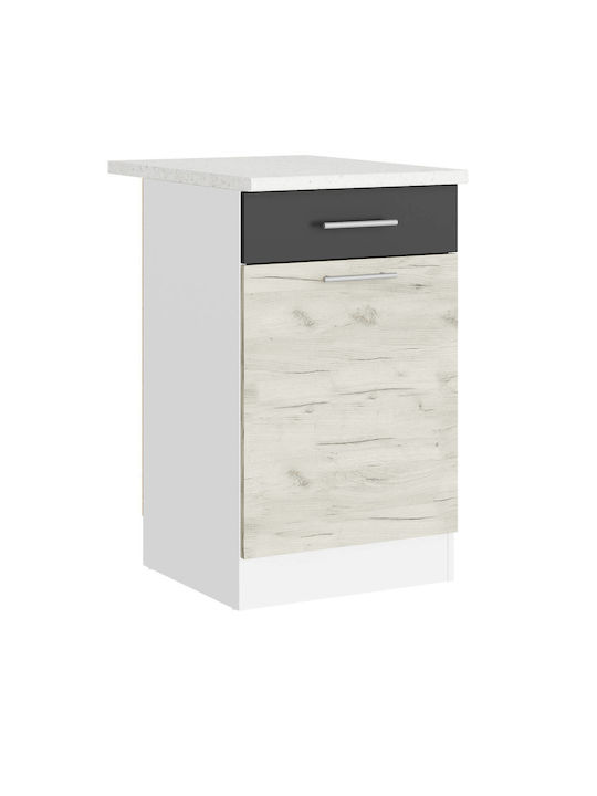 Floor Cabinet with Countertop White, White Craft Oak, Graphite 50x46x85cm