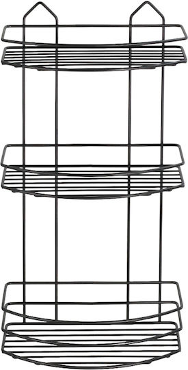 Viosarp Wall Mounted Bathroom Shelf Metallic with 3 Shelves 25x14.5x47cm Black