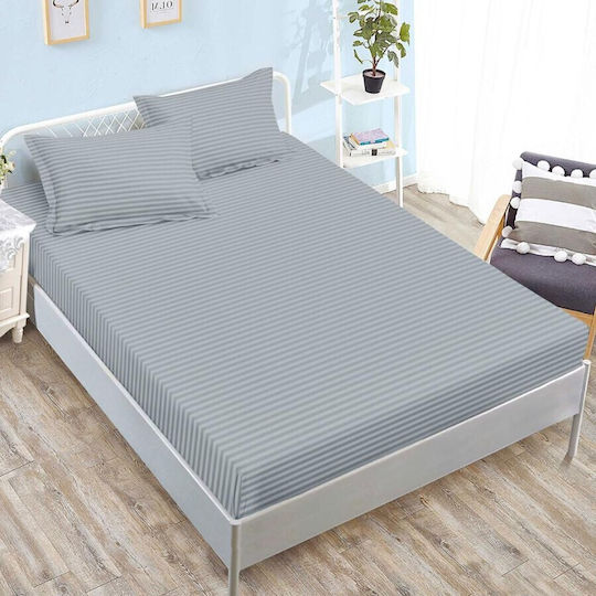Pucioasa Bettwäsche-Set mit 2 Kissenbezügen Super-Doppel mit Gummiband 160x200cm. Gray 3Stück