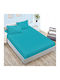 Pucioasa Set Cearșaf cu 2 Fețe de pernă Super dublu cu Elastic 160x200cm. Turcoaz 3buc