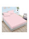 Pucioasa Set Cearșaf cu 2 Fețe de pernă Super dublu cu Elastic 160x200cm. Pastel Pink 3buc