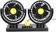 Double Car Fan 2 Speed Settings 10w Power 360° Rotation 2 M Cable Length Black