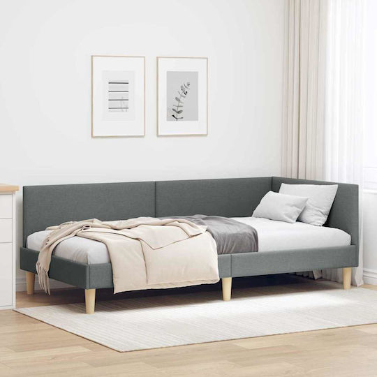 Einzelschlafbett Mit Stoff Dunkelgrau Mit Lattenrost Für Matratze 90x200cm