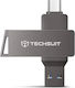 Techsuit 32GB USB 3.0 Stick με σύνδεση USB-A & USB-C Γκρι