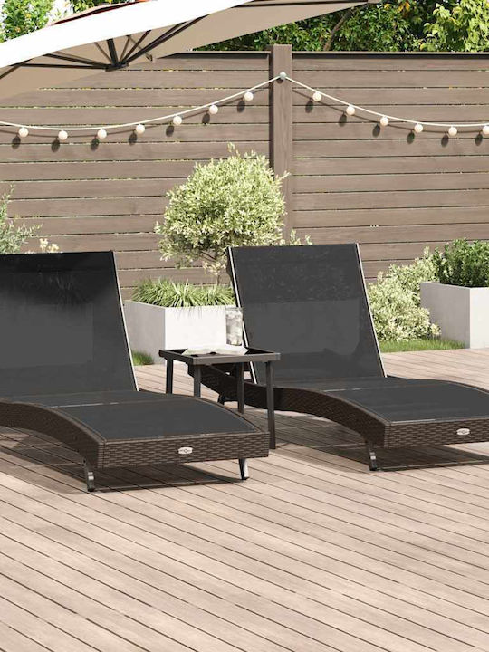 Ξαπλώστρα Rattan 3τμχ 197x70εκ.
