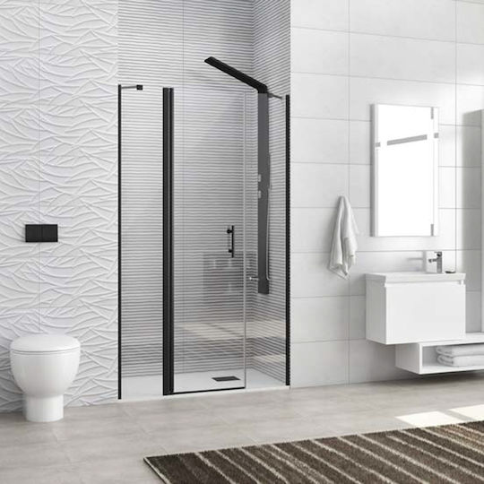 Karag Panex 600 Alto Разделител На Душ Кабина С Плъзгаща Се Врата 130x200см Прозрачно Стъкло Черен