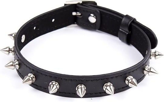 Smd Razor Edge Spiked Leather Collar Adjustable Strap Pu Leather Black
