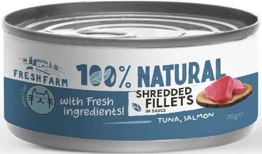 Fresh Farm Complete Wet Food for Adult Cats in Cans with Tuna and Salmon 70gr