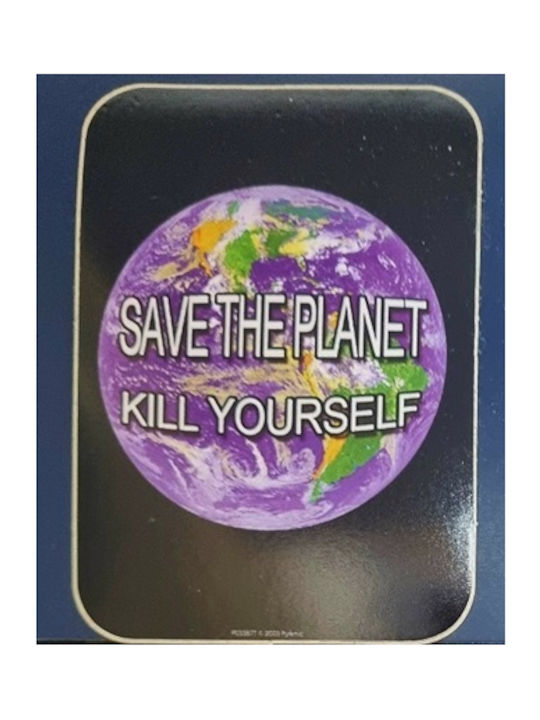 Винилов стикер Save Planet Kill Yourself 7см x 9,5см Винилов стикер Save Planet Kill Yourself 7см x 9,5см