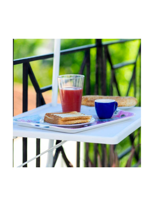 Plastic Table for Small Outdoor Spaces with White Metal Frame 51.5x39.5x55cm