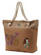 Verde Stoff Strandtasche Beige