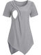 Gray Short Sleeve Asymmetric Nursing Top Queen Mother