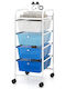 Costway Kitchen Trolley Plastic Blue 37x32x76cm