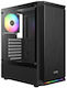 Aura GC8 Геймърско бюро Midi Tower Компютърна кутия със страничен прозорец и ARGB осветление Черен