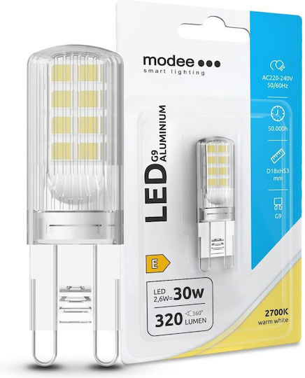 Modee Lighting Λάμπα LED 2.6W για Ντουί G9 Θερμό Λευκό 320lm