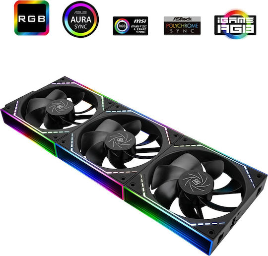 Thermalright TL-M12QR Корпусен вентилатор 120мм с ARGB осветление 3бр Черен