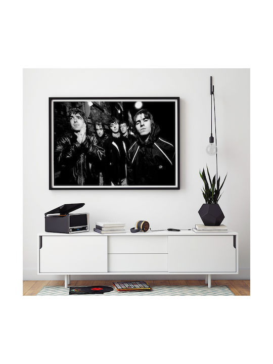 Music Poster Oasis Ms151 30cm X 40cm Μαύρο Ξύλινο Κάδρο