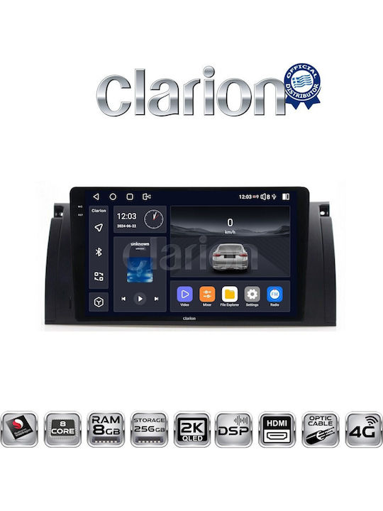Clarion Car Audio System for BMW Series 5 (E39) / Series 7 (E38) / X5 (E53) 2002 > 2004 (Bluetooth/USB/WiFi/GPS/Apple-Carplay/Android-Auto) with Touch Screen 9"