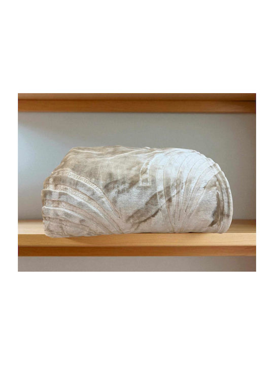 Linea Home Spin Κουβέρτα Βελουτέ Υπέρδιπλη 220x240εκ. Μπεζ