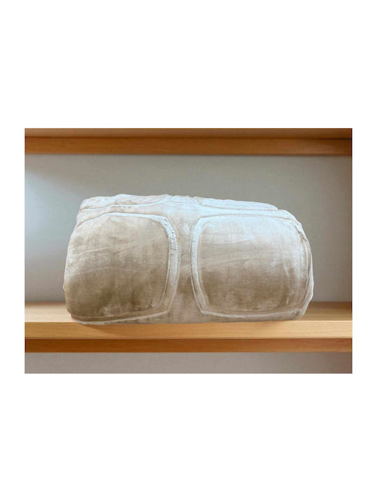 Linea Home Carre Velvet Blanket Double 220x240cm Beige