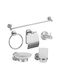 Wall Mounted Bathroom Accessory Set Inox Silver