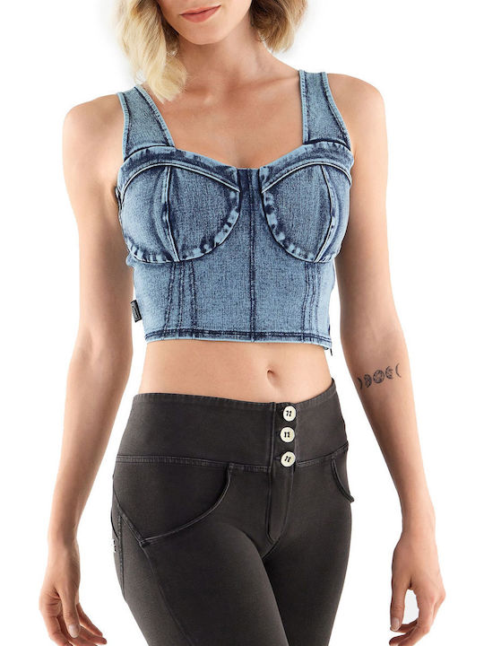Freddy Women's Blouse Corset Sleeveless Blue