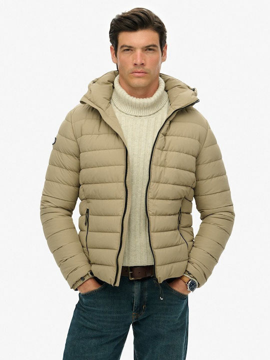 Superdry Fuji Χειμωνιάτικο Μπουφάν Puffer Beige