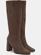 Wildleder Damenstiefel mit hohem Absatz Khaki