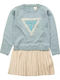 Children's Dress Long Sleeve Knitted Blue And Light Melan