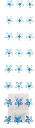 Blue Flower Rhinestones 24 Pieces Card 10 Pieces