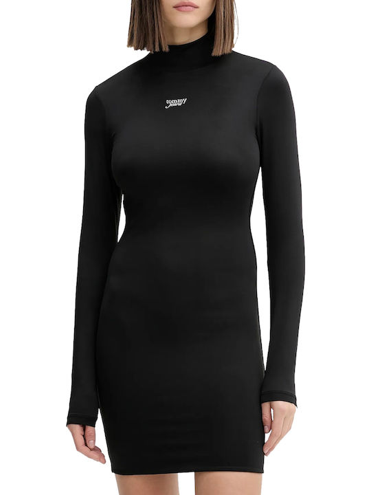 Rochie Mini Tricotată Cu Guler Înalt Argintiu