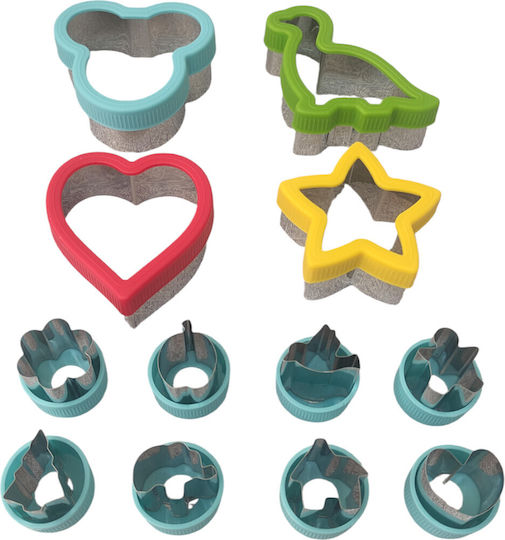 Blue Mickey Dough Vegetable & Fruit Cutting Set Stainless Steel Various Shapes 12 Pieces Queen Mother