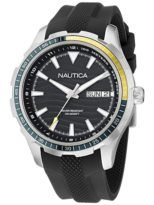Nautica Men's Watch 44mm Battery with Black Rub...