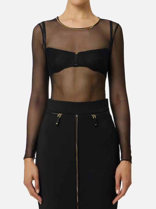 Elisabetta Franchi Damen-Bodysuit Aus Tüll mit Halskette Bo01457e2