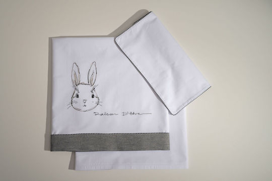 Raison D' Etre Baby Sheets Set Crib Cotton White 120x160cm 3pcs