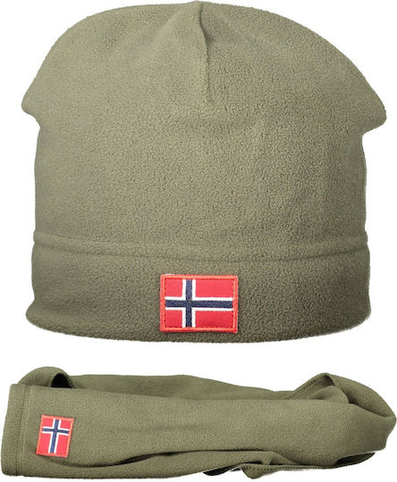 Set with Beanie Fleece Knitted in Green color