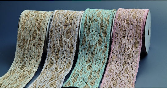 Ribbon Burlap Lace RA3333 6 5cmx5y Pink